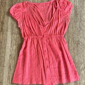 Linen blouse with polka dot detail